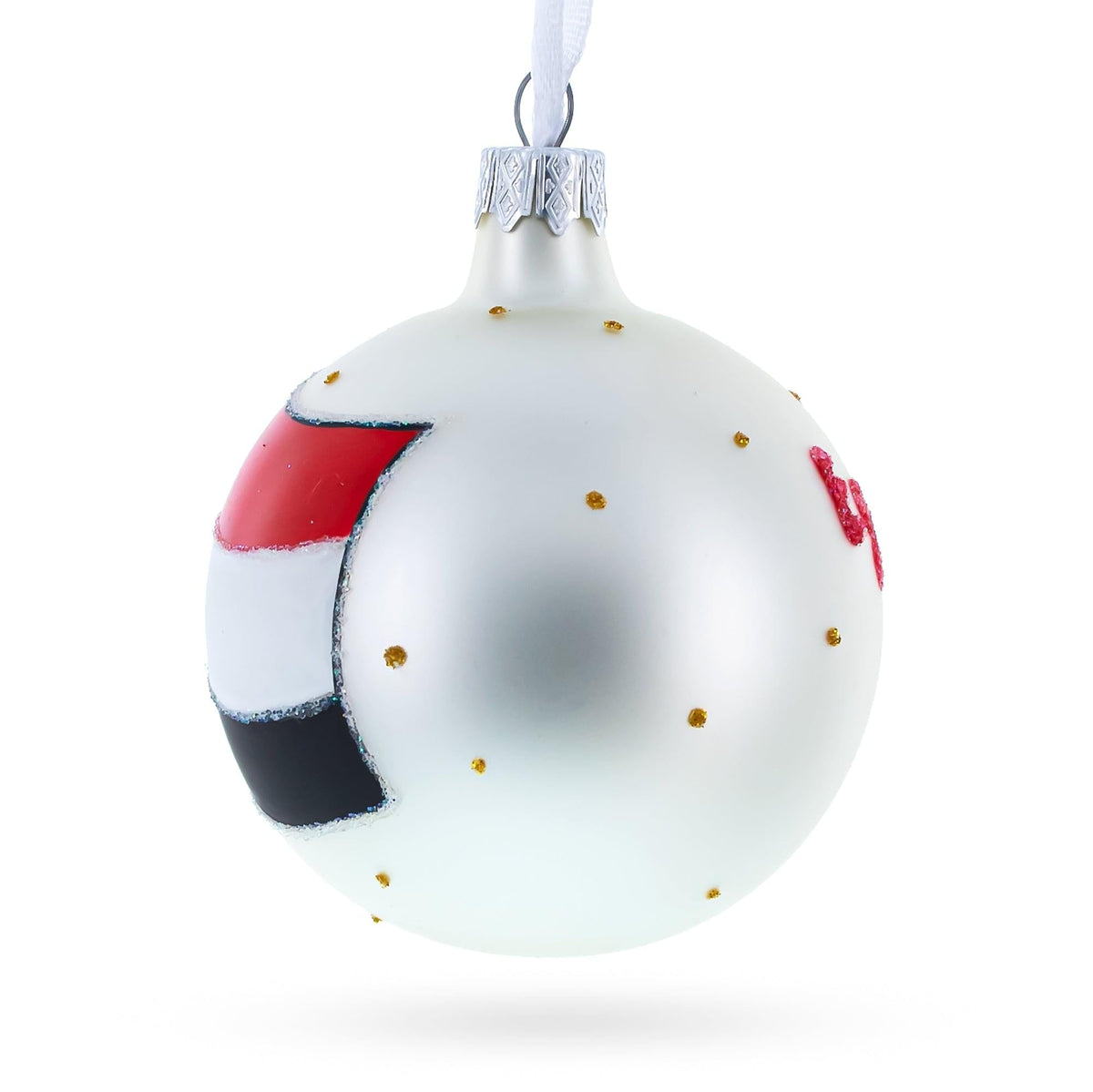 Flag of Egypt Glass Ball Christmas Ornament 3.25 Inches