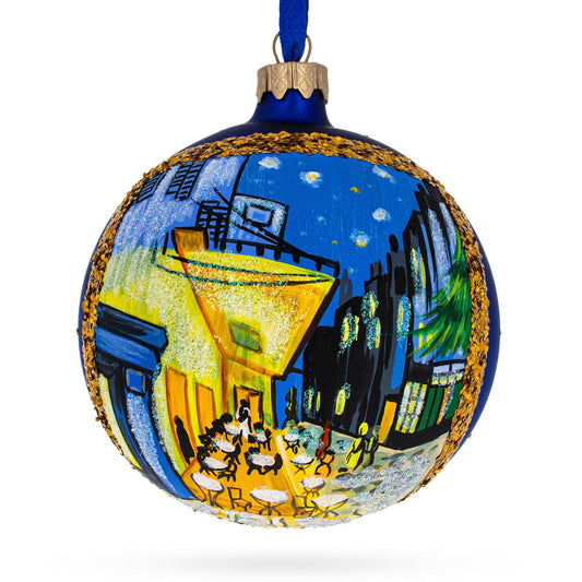 a blue and yellow christmas ornament