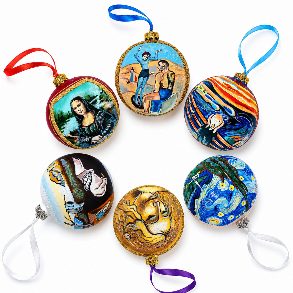 1889 'Olive Trees with Yellow Sky and Sun' by Van Gogh Glass Ball Christmas Ornament 4 Inches