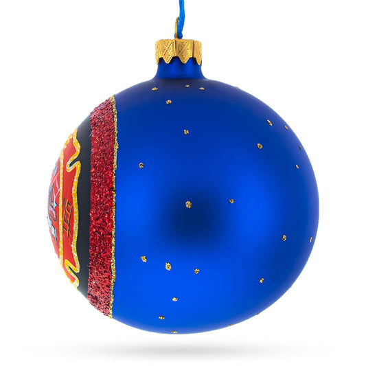 Fire Department Glass Ball Christmas Ornament 4 Inches