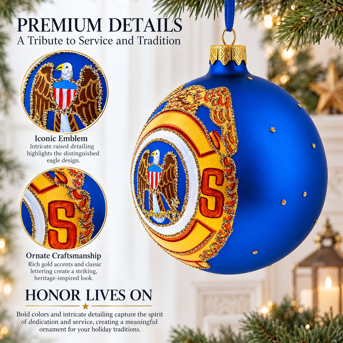USA Army Glass Ball Christmas Ornament 4 Inches
