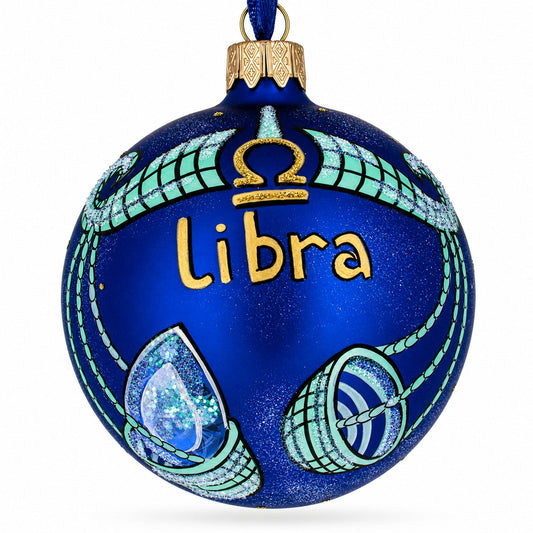 Libra Zodiac Horoscope Sign Glass Ball Christmas Ornament 3.25 Inches