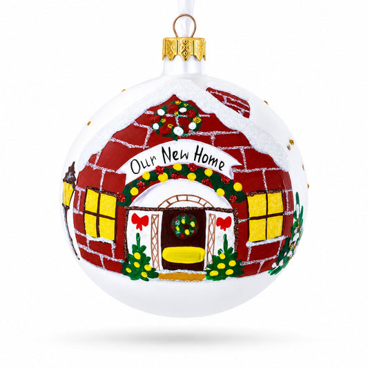 Commemorative Housewarming Glass Ball Christmas Ornament 4 Inches