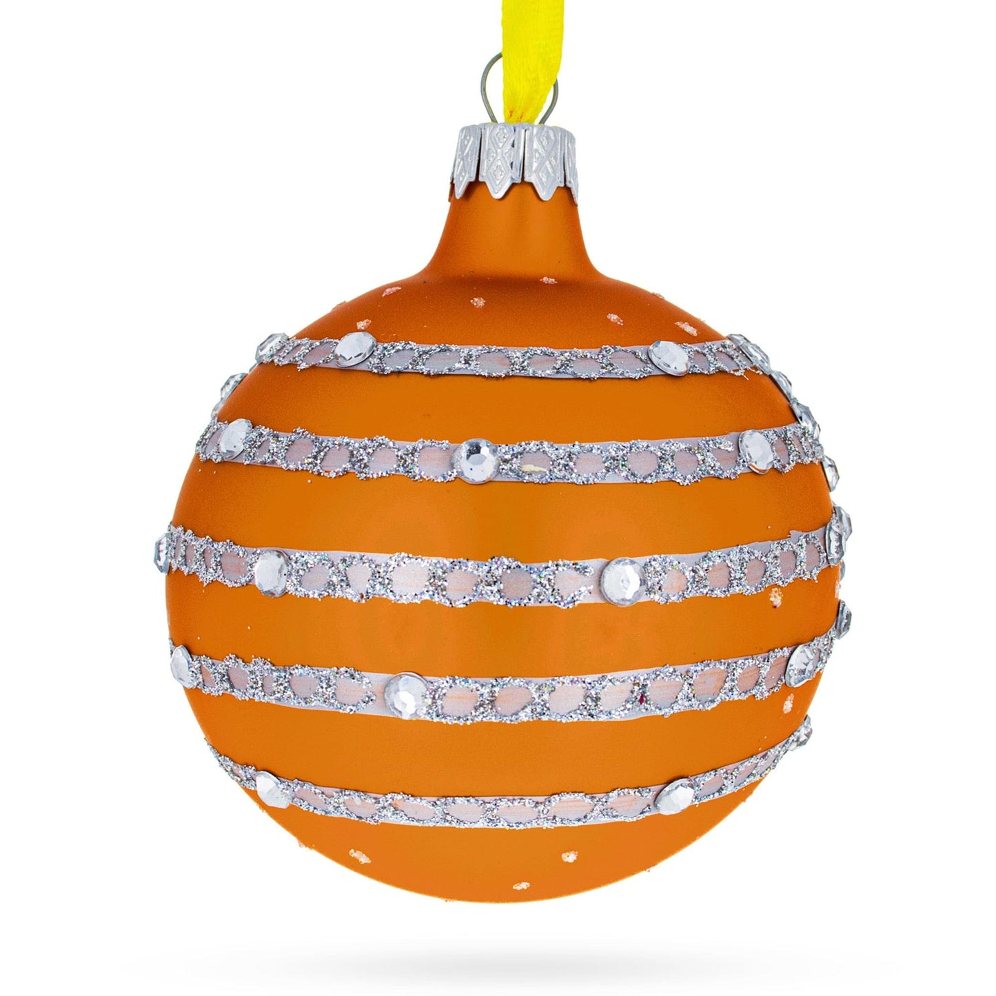 Italian Couturier Stars and Moons Design Glass Ball Christmas Ornament 3.25 Inches