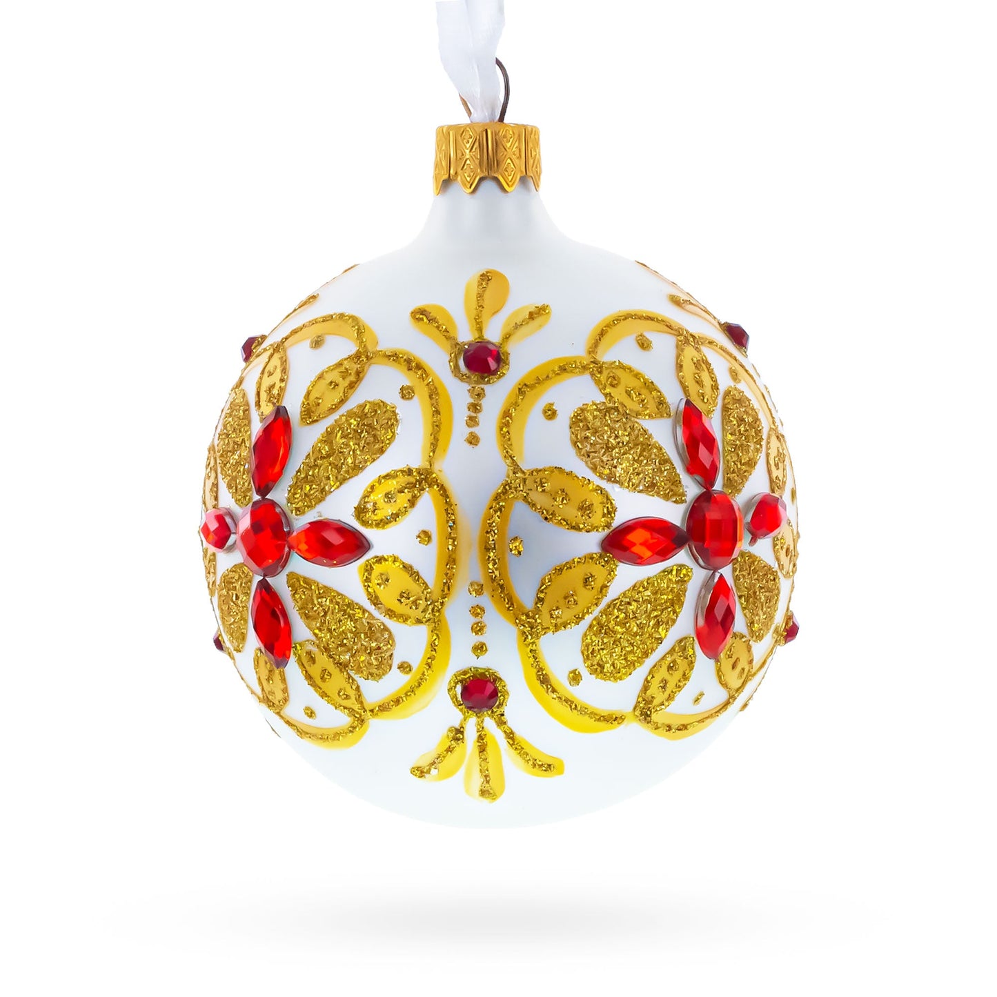 Bejeweled Star Handcrafted Glass Ball Christmas Ornament 3.25 Inches