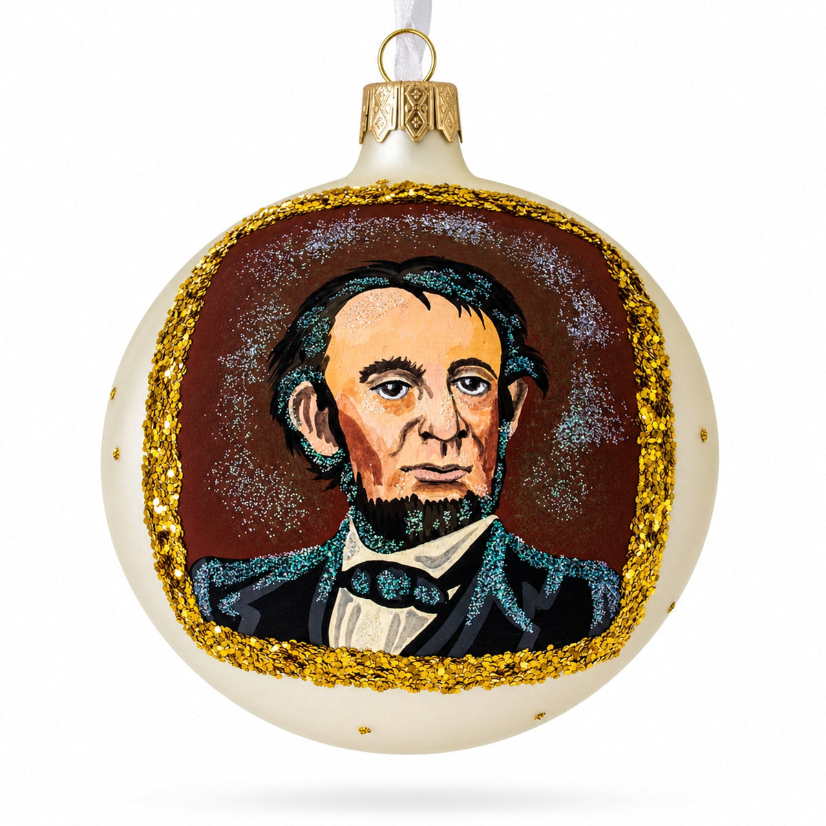 USA President Abraham Lincoln Commemorative Glass Ball Christmas Ornament 4 Inches