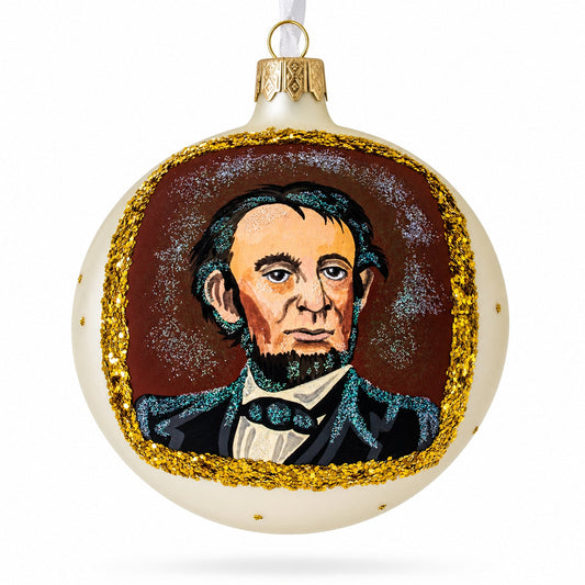 USA President Abraham Lincoln Commemorative Glass Ball Christmas Ornament 4 Inches