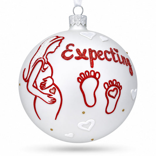 Expecting Mother Glass Ball Christmas Ornament 4 Inches