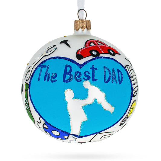 a blue and white christmas ornament