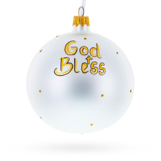 First Communion on White Glass Ball Christmas Ornament 4 Inches