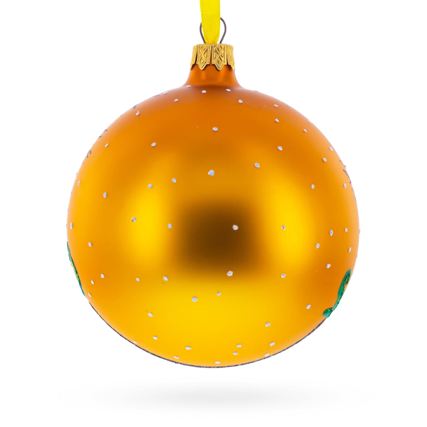 Enchanting Witch Riding Pumpkin Glass Ball Halloween Ornament 4 Inches
