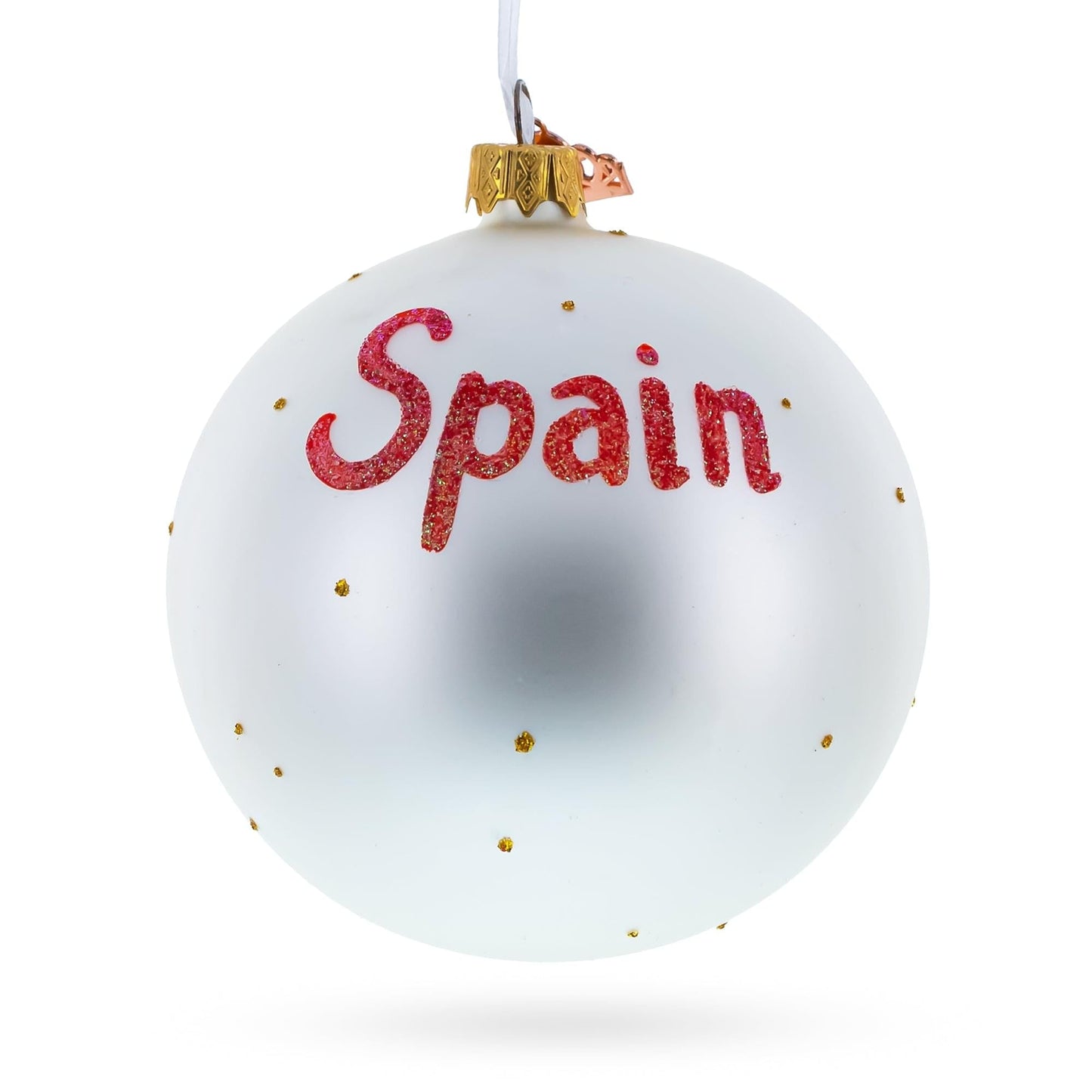 Flag of Spain Glass Ball Christmas Ornament 4 Inches