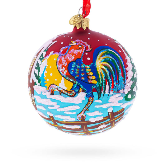 a colorful ornament with a rooster painted on it
