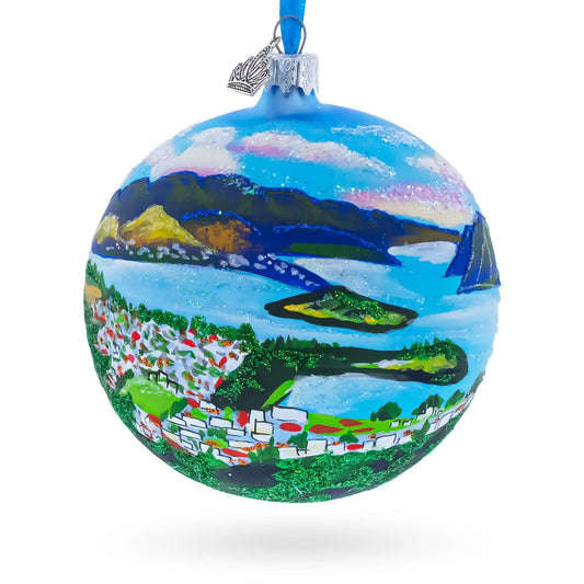 a blue ball with a painting on it
