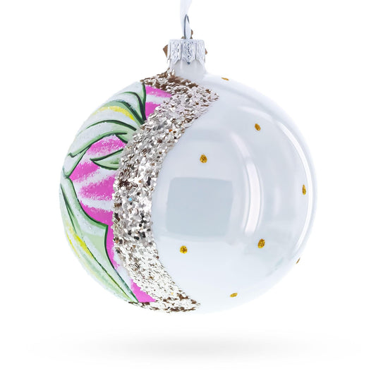 a white and pink christmas ornament