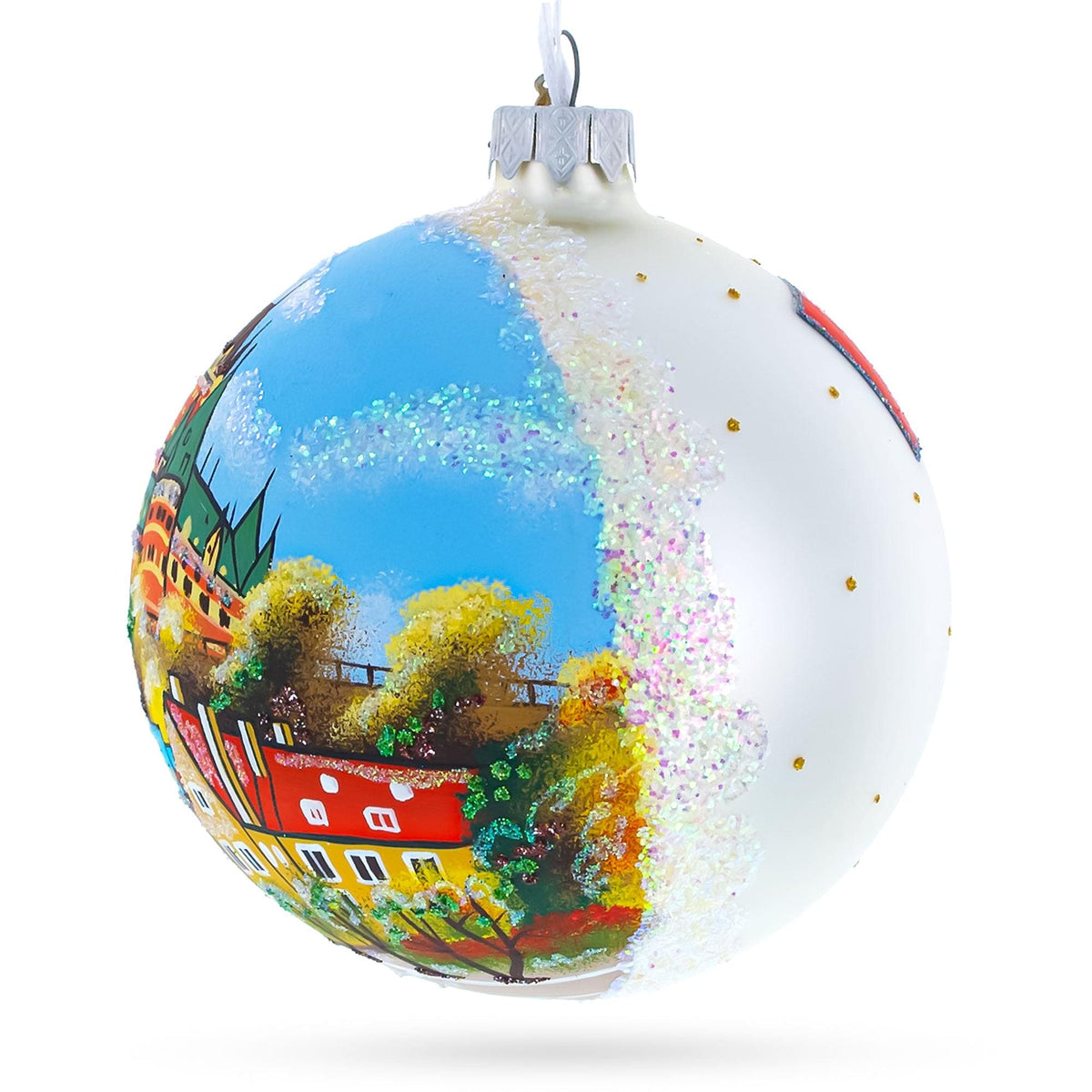 Old Quebec City, Canada Glass Ball Christmas Ornament 4 Inches
