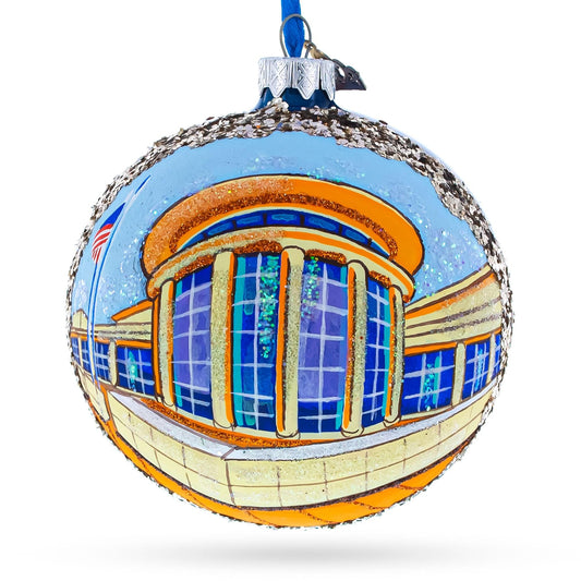 Abraham Lincoln Presidential Library and Museum, Springfield, Illinois Glass Ball Christmas Ornament 4 Inches