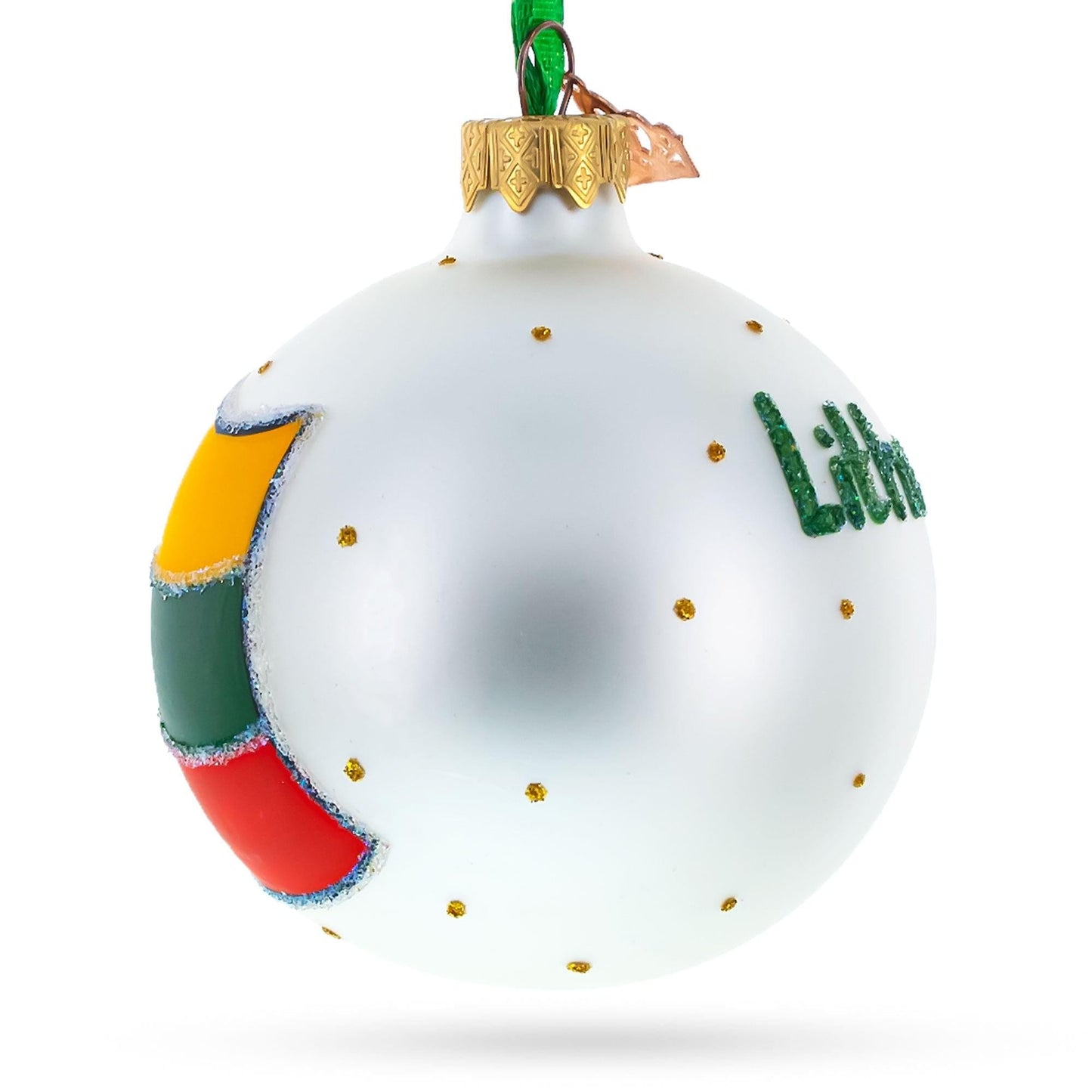Flag of Lithuania Glass Ball Christmas Ornament 3.25 Inches