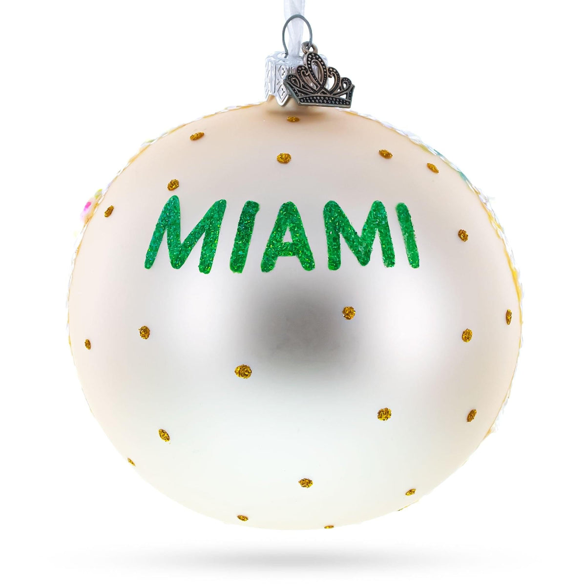 South Beach, Miami, Florida Glass Ball Christmas Ornament 4 Inches