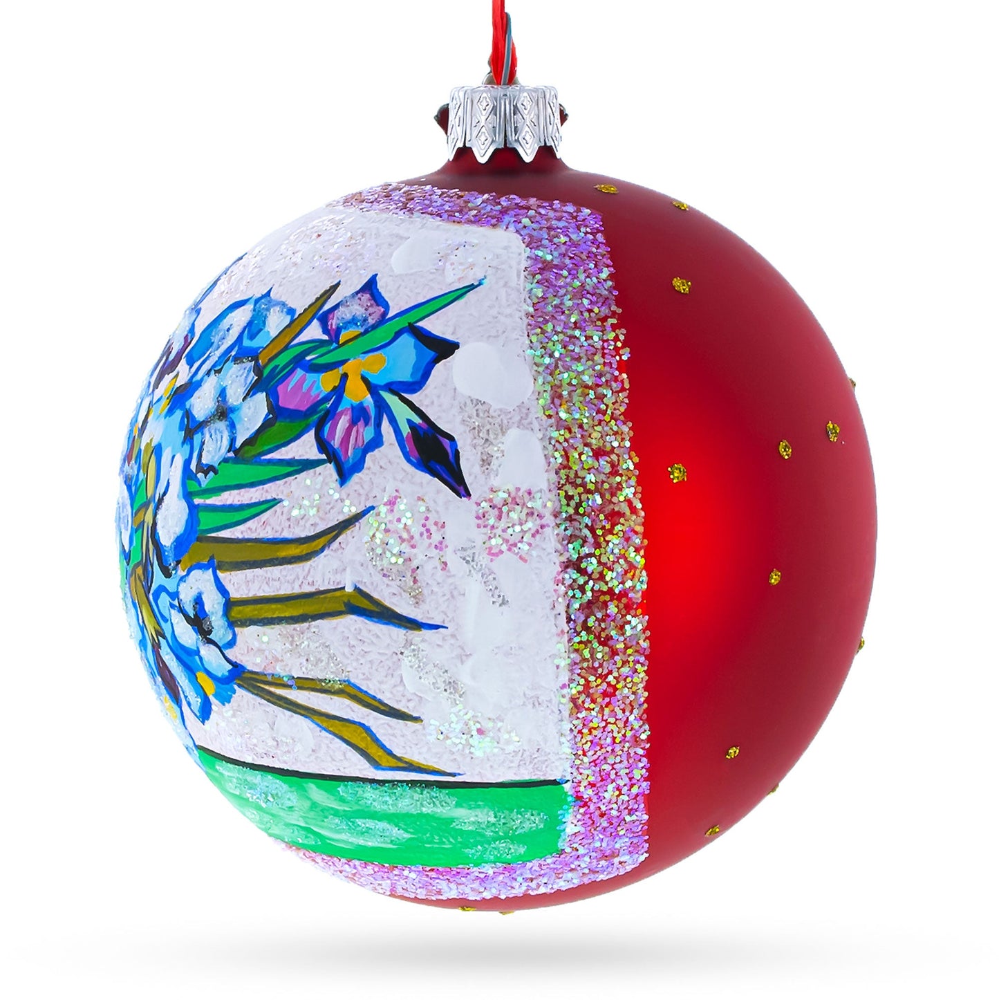 Vincent van Gogh "Irises" Glass Ball Christmas Ornament 4 Inches