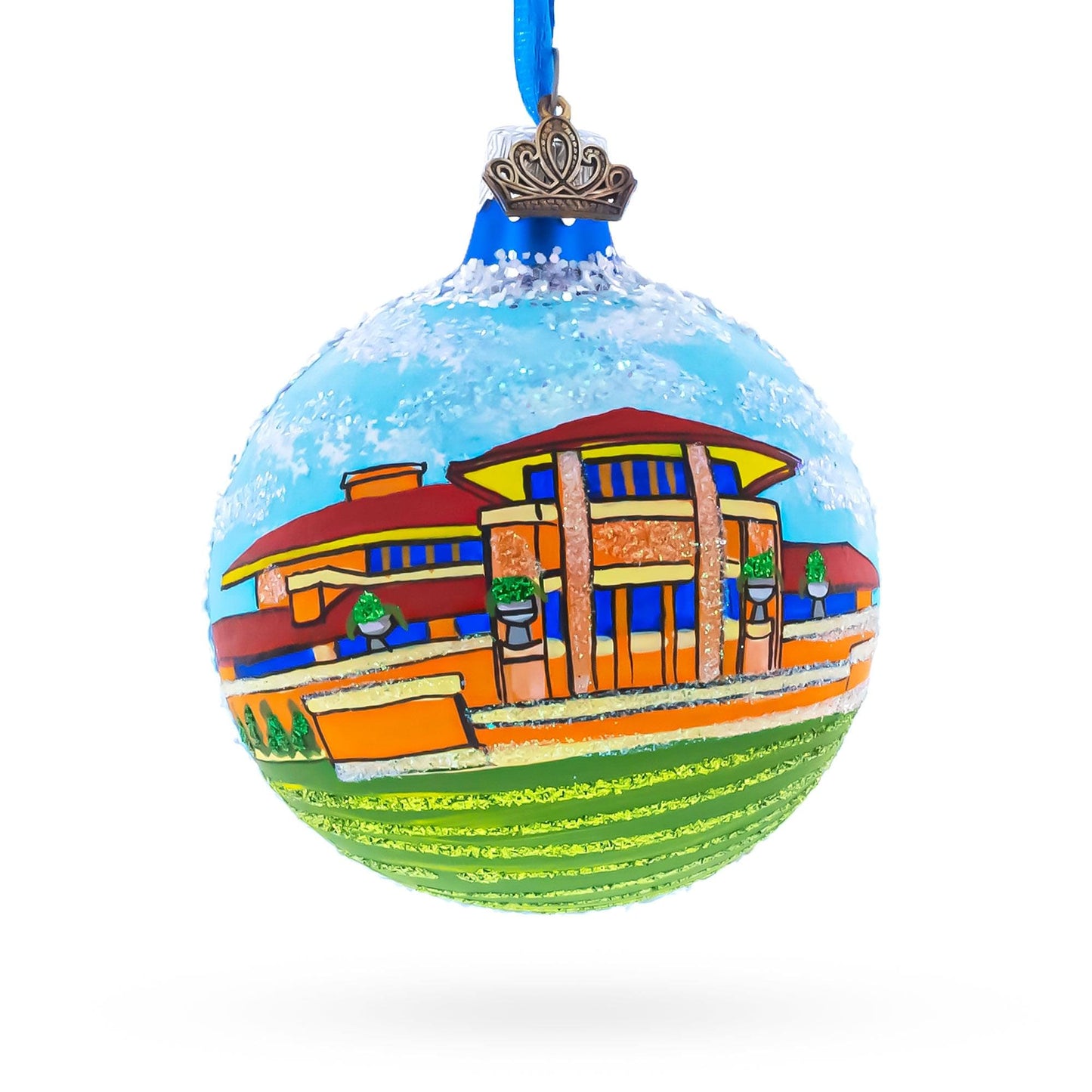 Frank Lloyd Wright's Martin House, Buffalo, New York Glass Ball Christmas Ornament 3.25 Inches