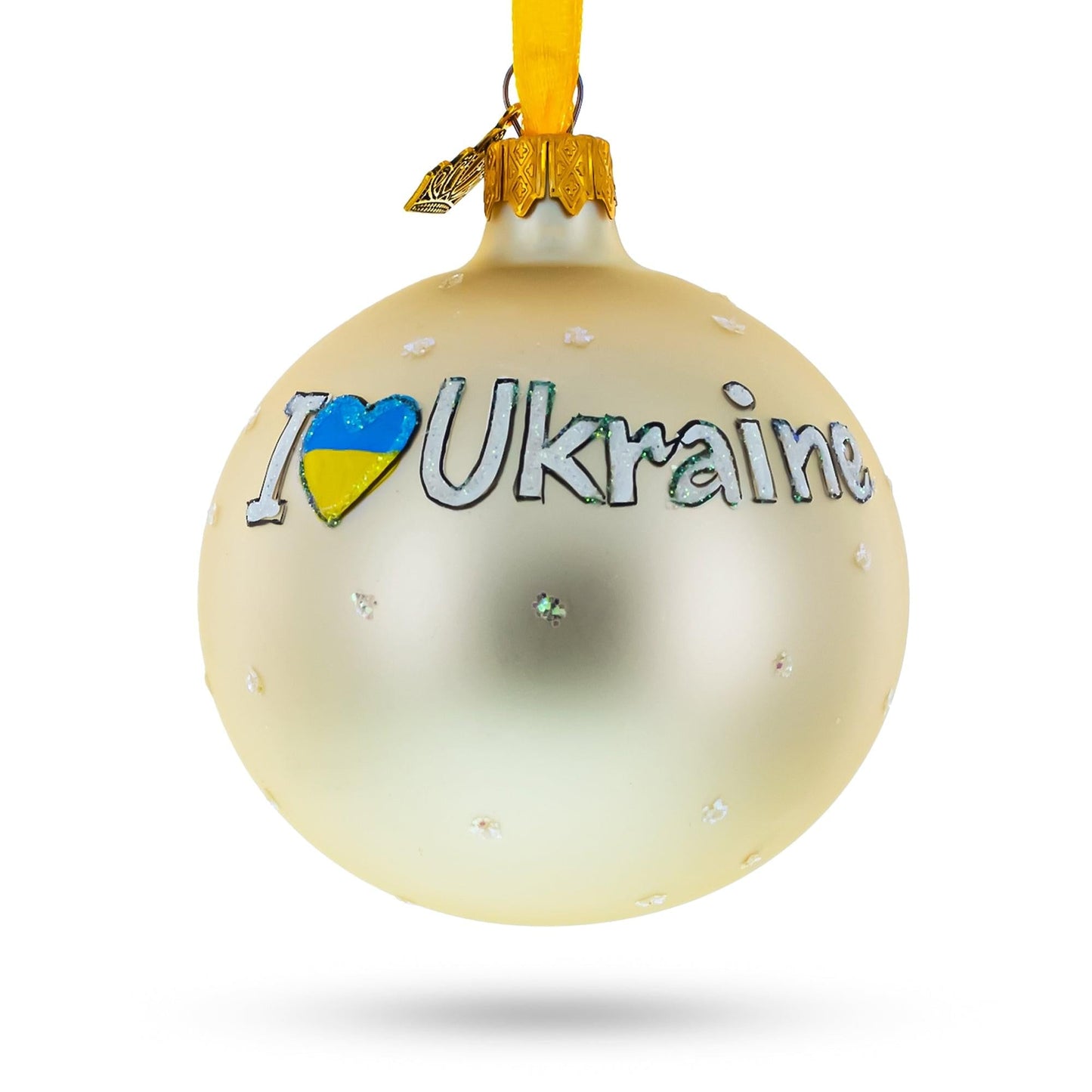 Ukraine in my Heart Glass Ball Christmas Ornament 3.25 Inches