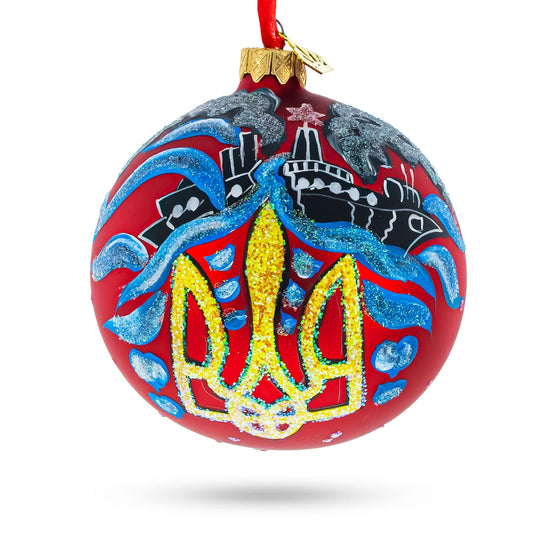 a red and blue christmas ornament