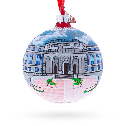 a ornament with a picture of a building