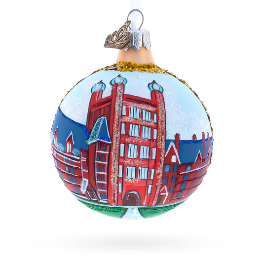 a colorful ornament with a picture of a building