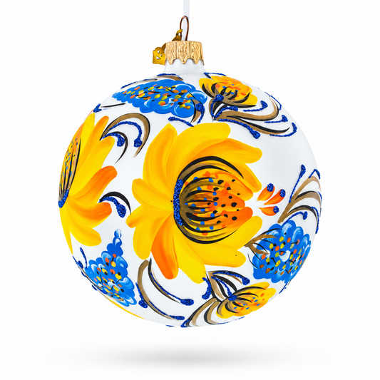 Yellow Adonis Flowers Glass Ball Ornament