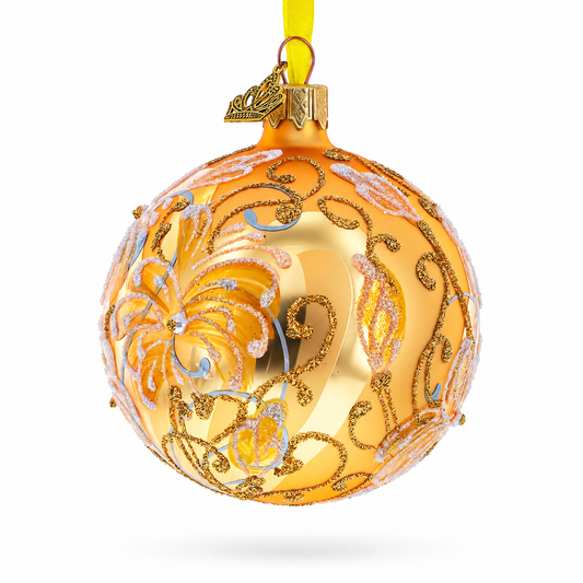White Lilies Glass Ball Ornament