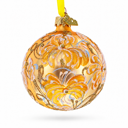 White Lilies Glass Ball Ornament