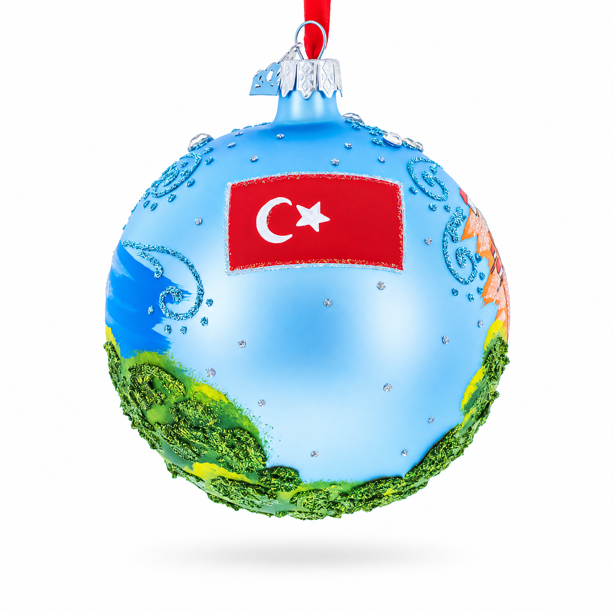 Kaleici Center of Antalya, Turkey Glass Ball Christmas Ornament 4 Inches