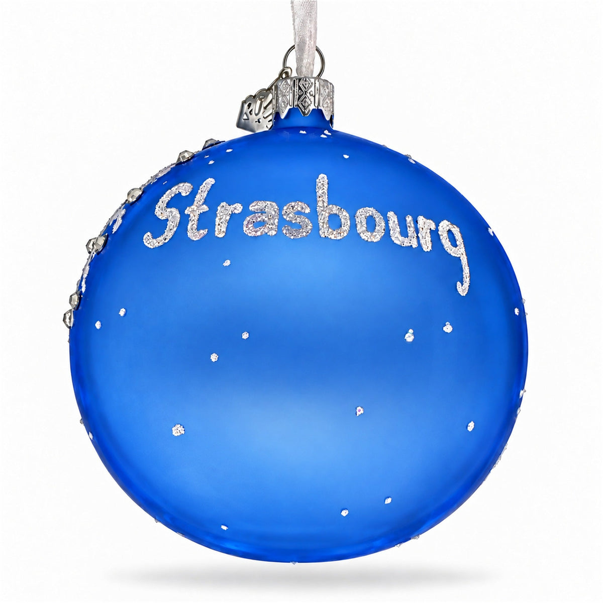 Strasbourg, France Cityscape Translucent Glass Ball Christmas Ornament