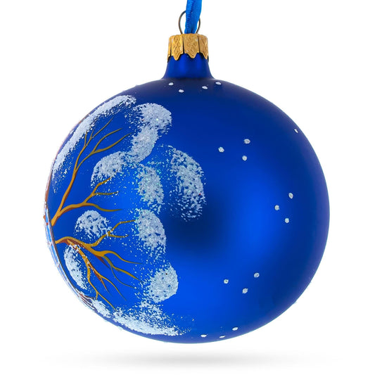 Bird Immersed in a Book Hand-Glass Ball Christmas Ornament 4 Inches