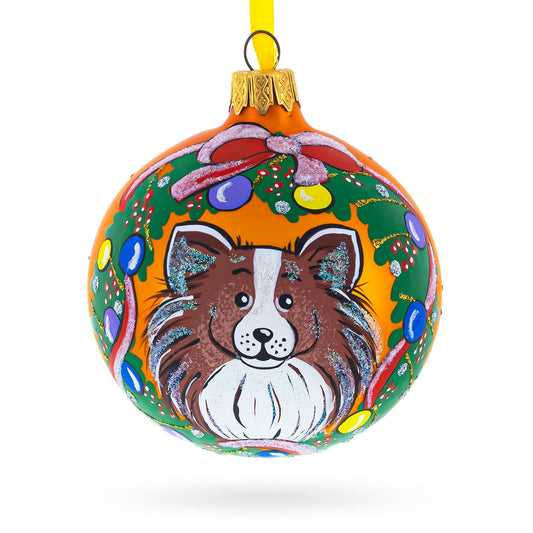 Collie Dog Glass Ball Christmas Ornament 3.25 Inches
