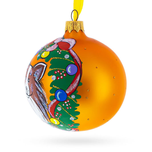 Collie Dog Glass Ball Christmas Ornament 3.25 Inches