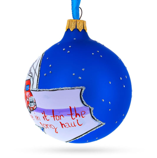 Truck Driver Glass Ball Christmas Ornament 3.25 Inches