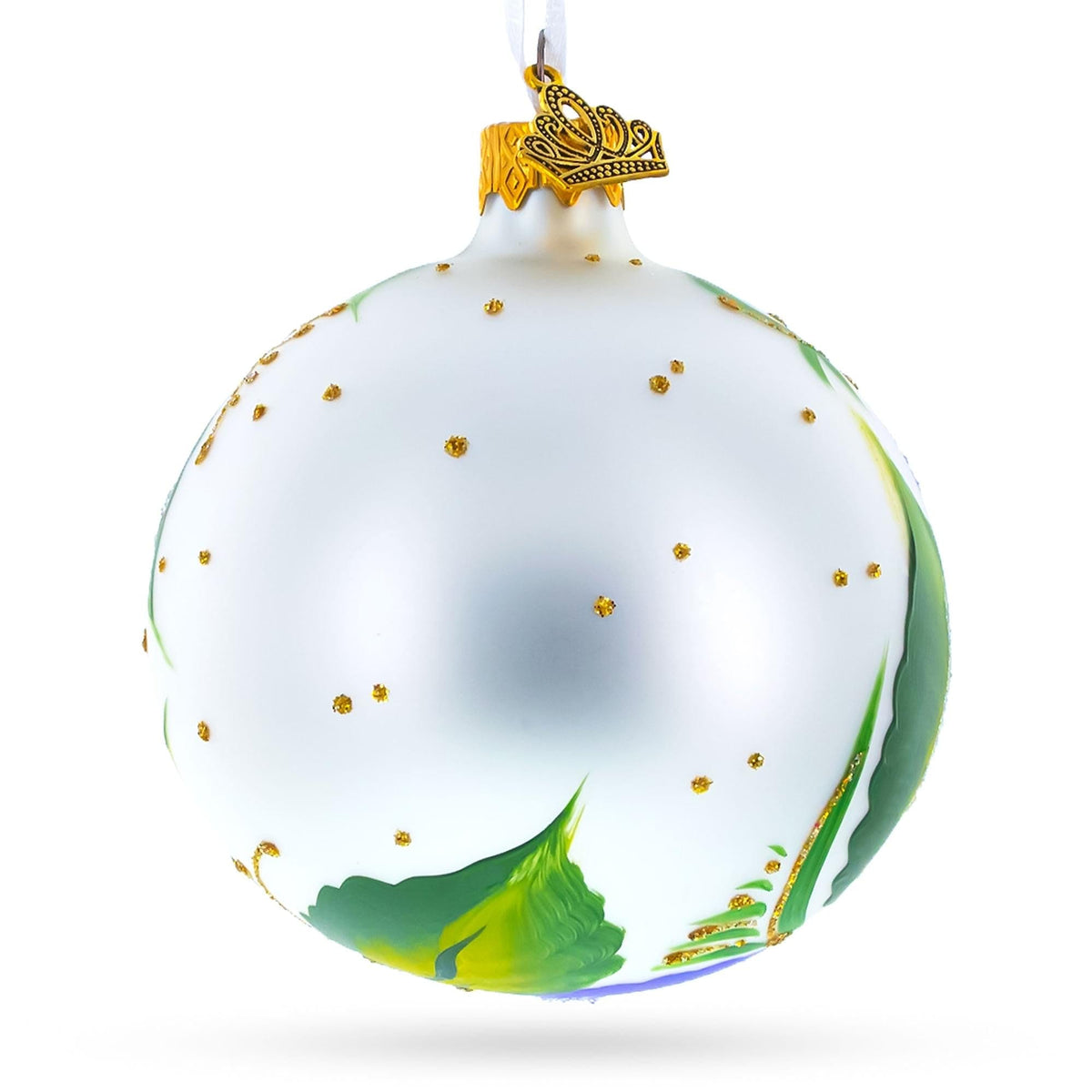 Purple Pansy Flowers Glass Christmas Ornament 3.25 Inches