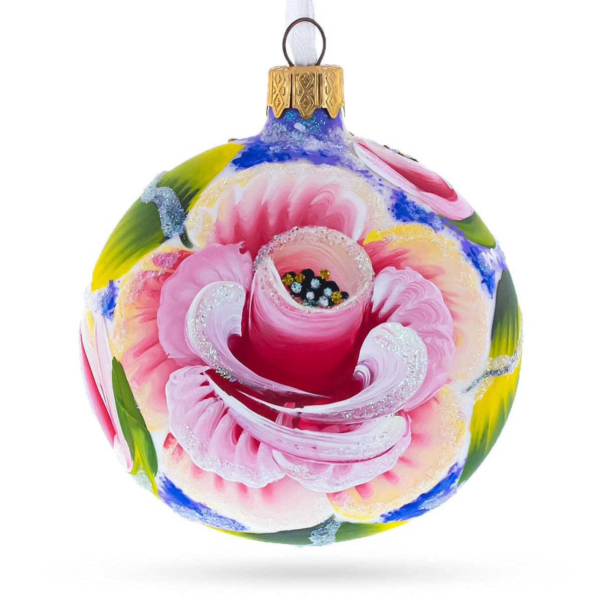 a colorful ornament with a flower painted on it