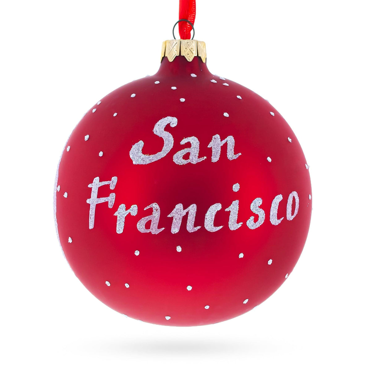 San Francisco Golden Gate Bridge Glass Christmas Ornament 4 Inches