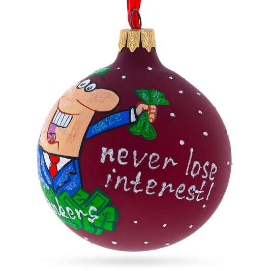 Happy Banker Glass Ball Christmas Ornament, 3.25 Inches