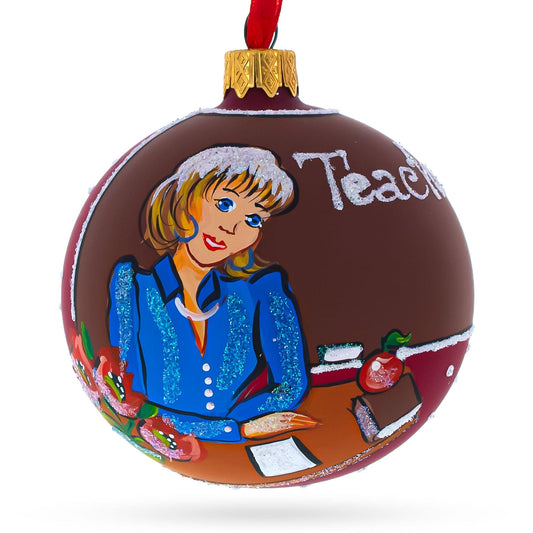 School Teacher Glass Ball Christmas Ornament 3.25 Inches