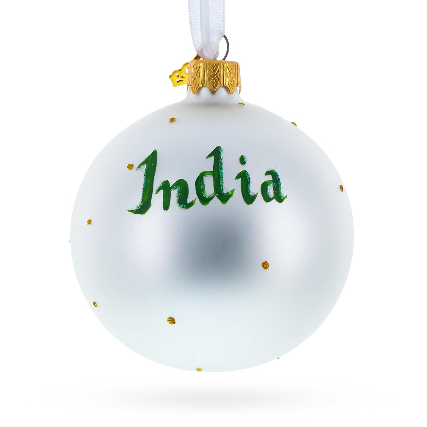 Flag of India Glass Ball Christmas Ornament 3.25 Inches
