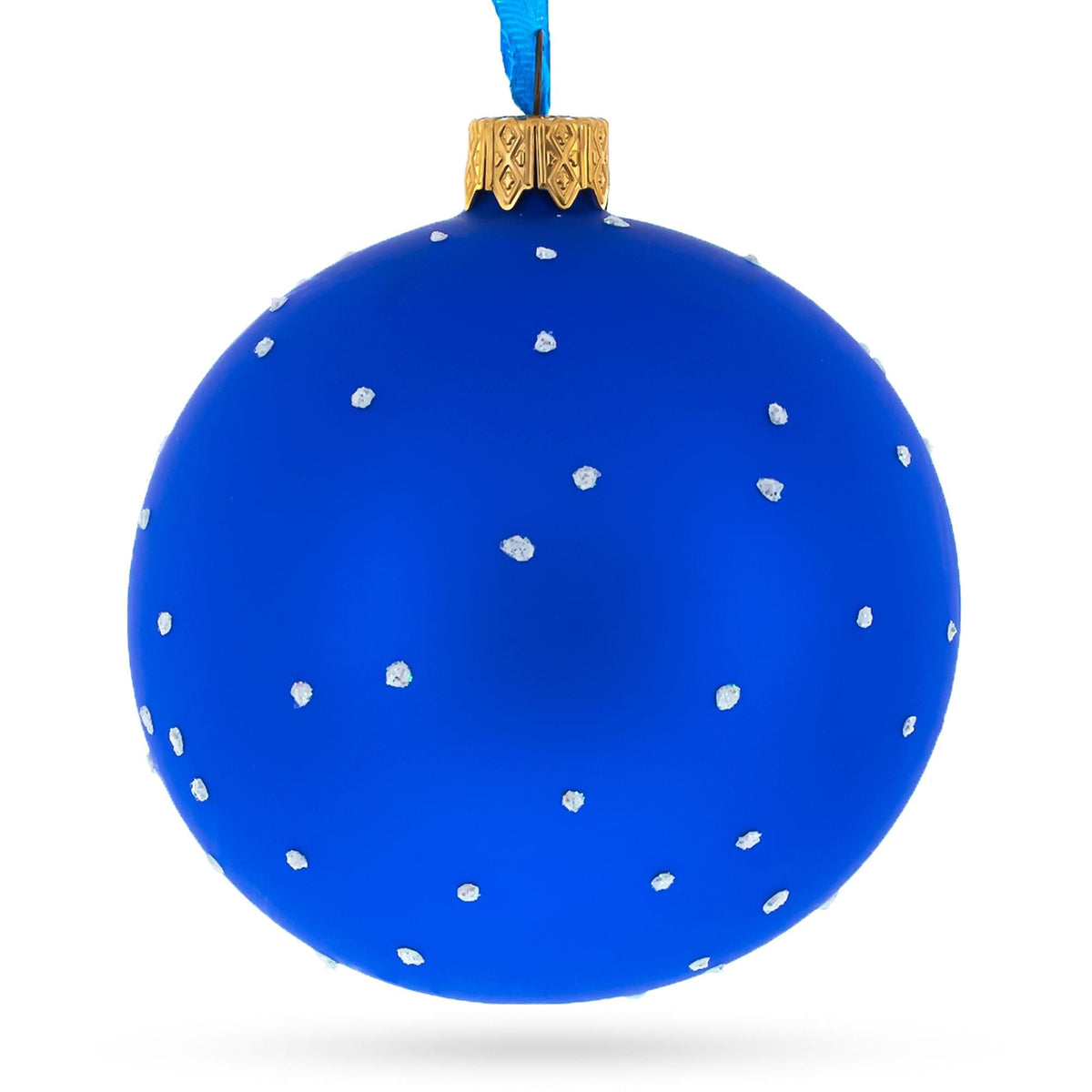 a blue and white christmas ornament