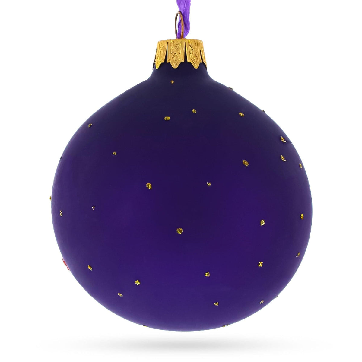 a purple and gold christmas ornament