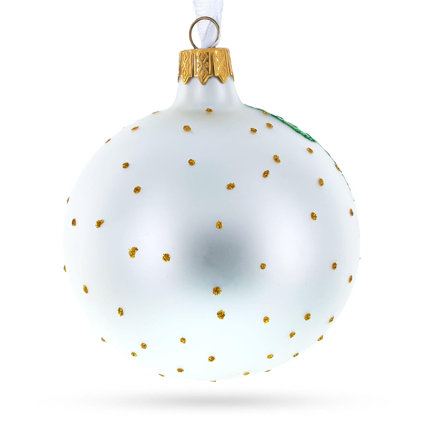 Nutcracker and Christmas Tree Glass Ball Ornament 3.25 Inches