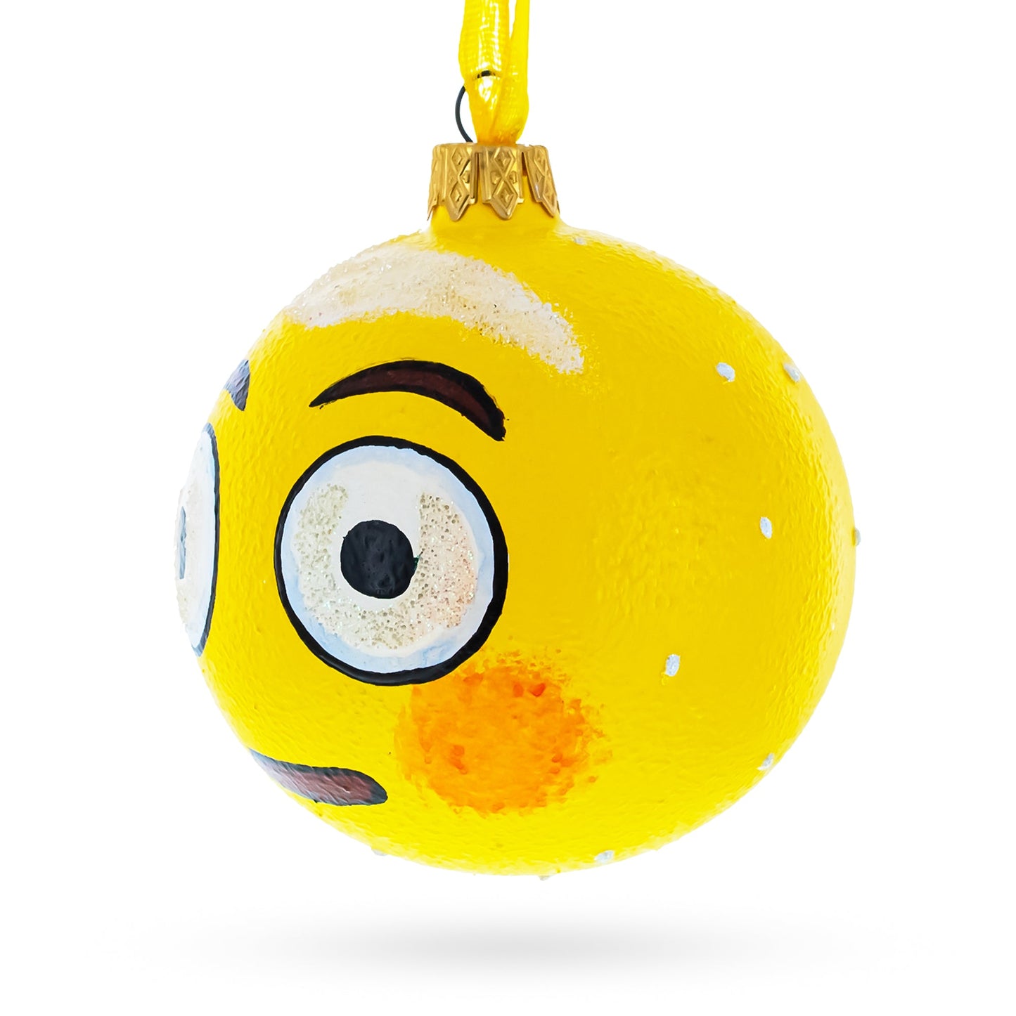 Rolling Eyes Facial Expressions Glass Ball Christmas Ornament 3.25 Inches