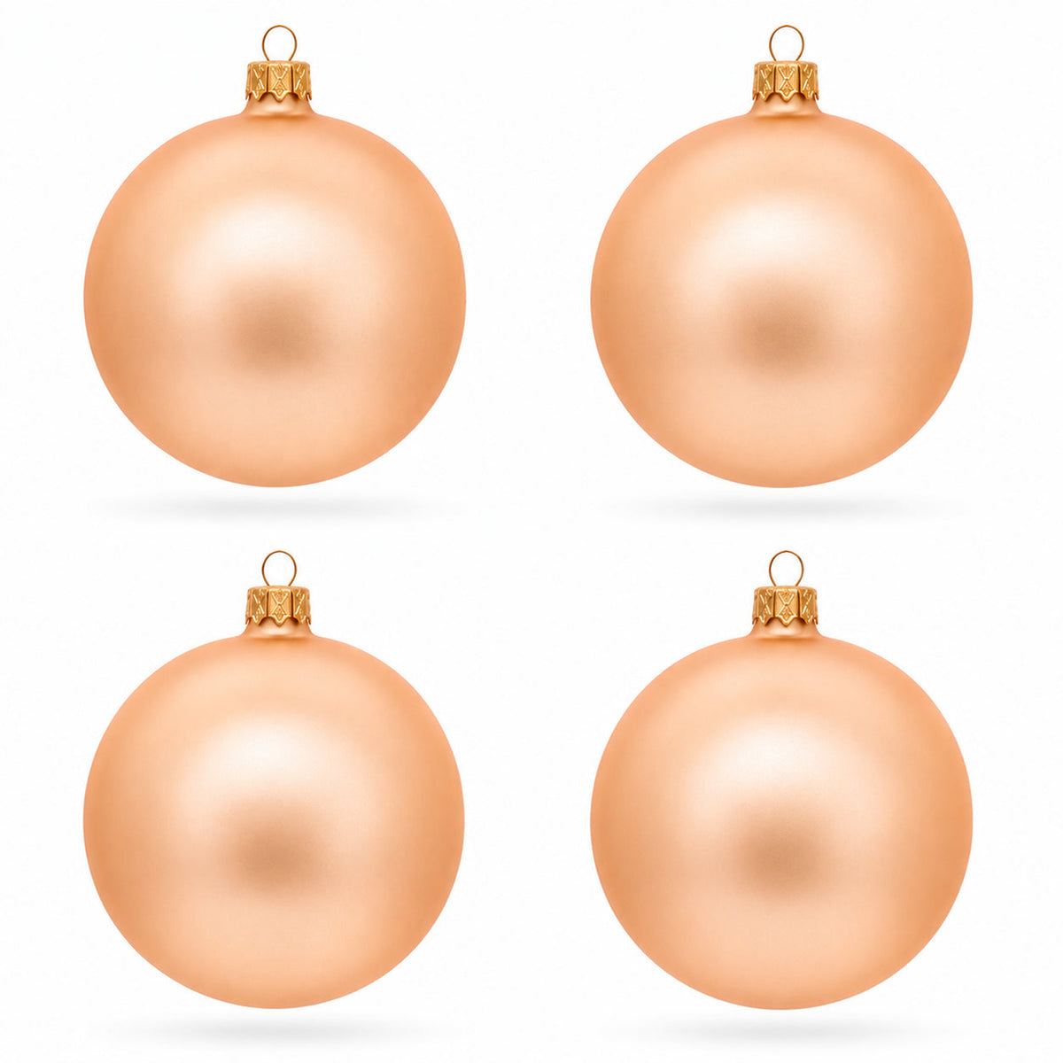 Set of 4 Rose Gold Glass Ball Ornaments 4 Inches (006)