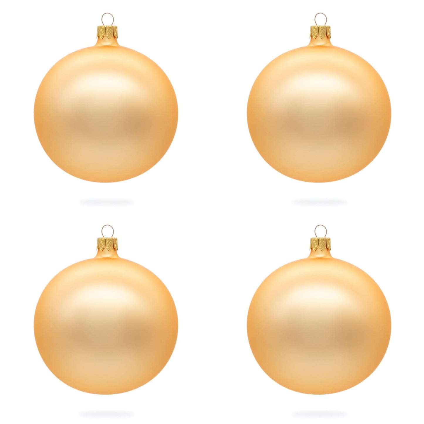 Set of 4 Rose Gold Glass Ball Ornaments 4 Inches